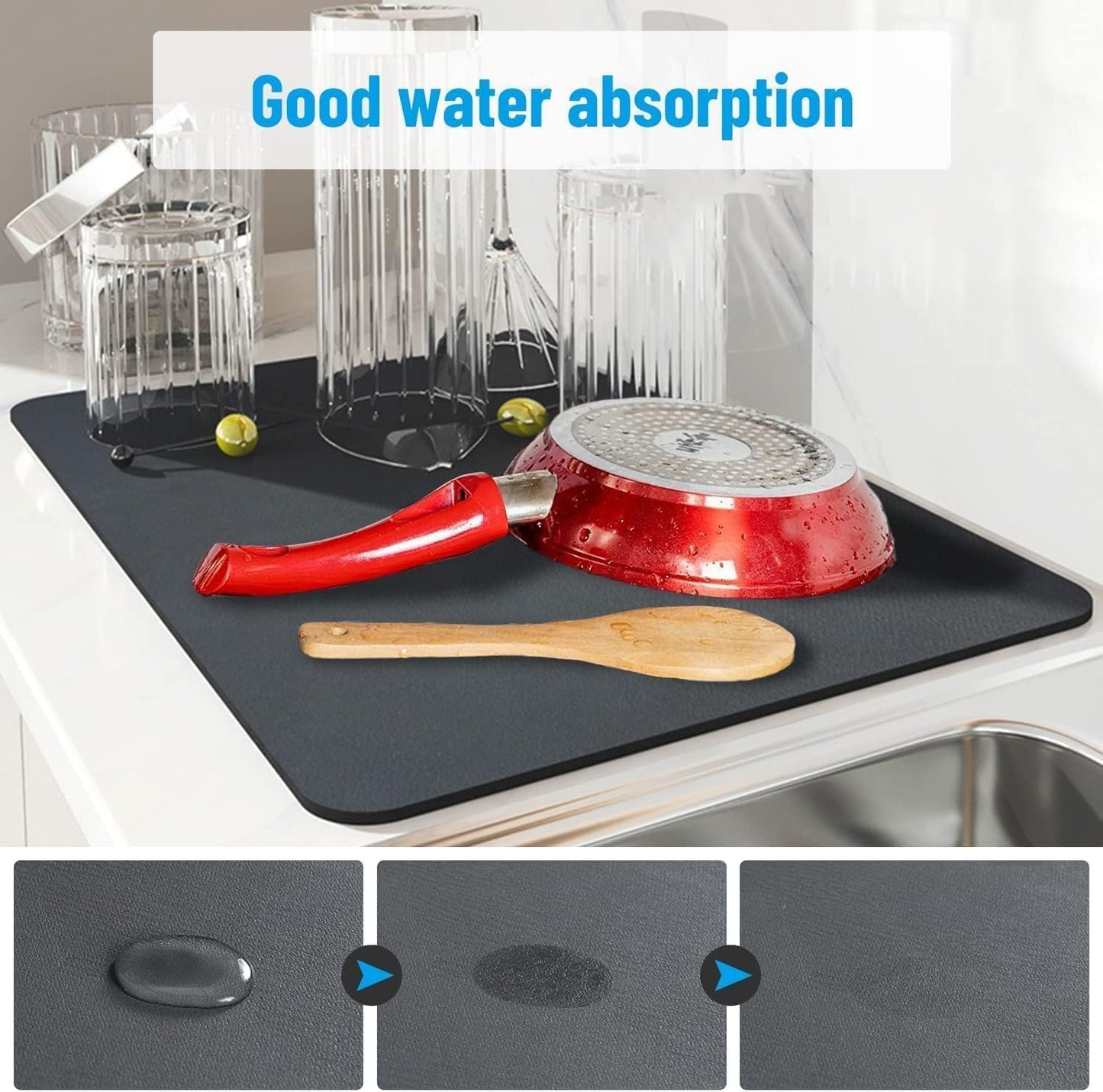 Premium Kitchen Water Absorbent Mat – Quick Dry, Stain Hiding