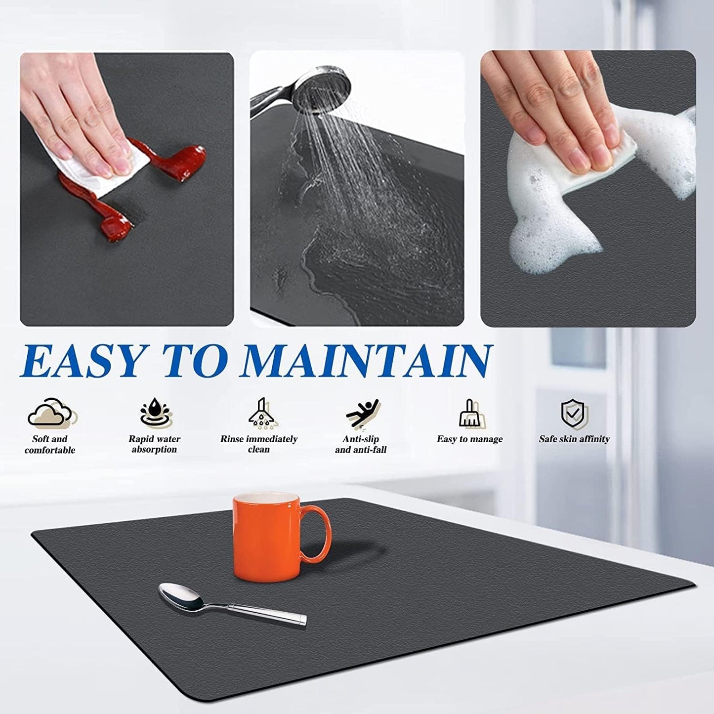 Premium Kitchen Water Absorbent Mat – Quick Dry, Stain Hiding